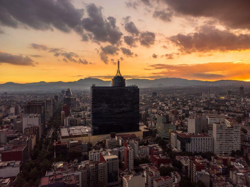 Panorama of Mexico City with View of the World Trade Center Mexico at Sunset