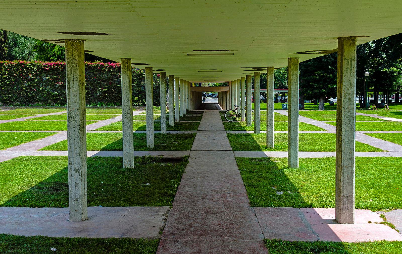 View down pergola at Ciudad Universitaria, Mexico City