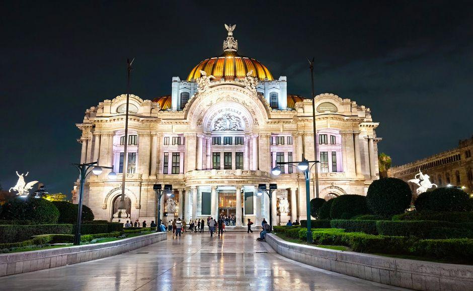 Night View of Palacio De Bellas Artes in Mexico City